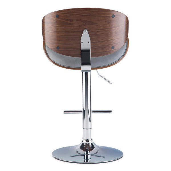 Stone Grey Vegan Leather Walnut | Marana Bentwood Gas Lift Bar Stool