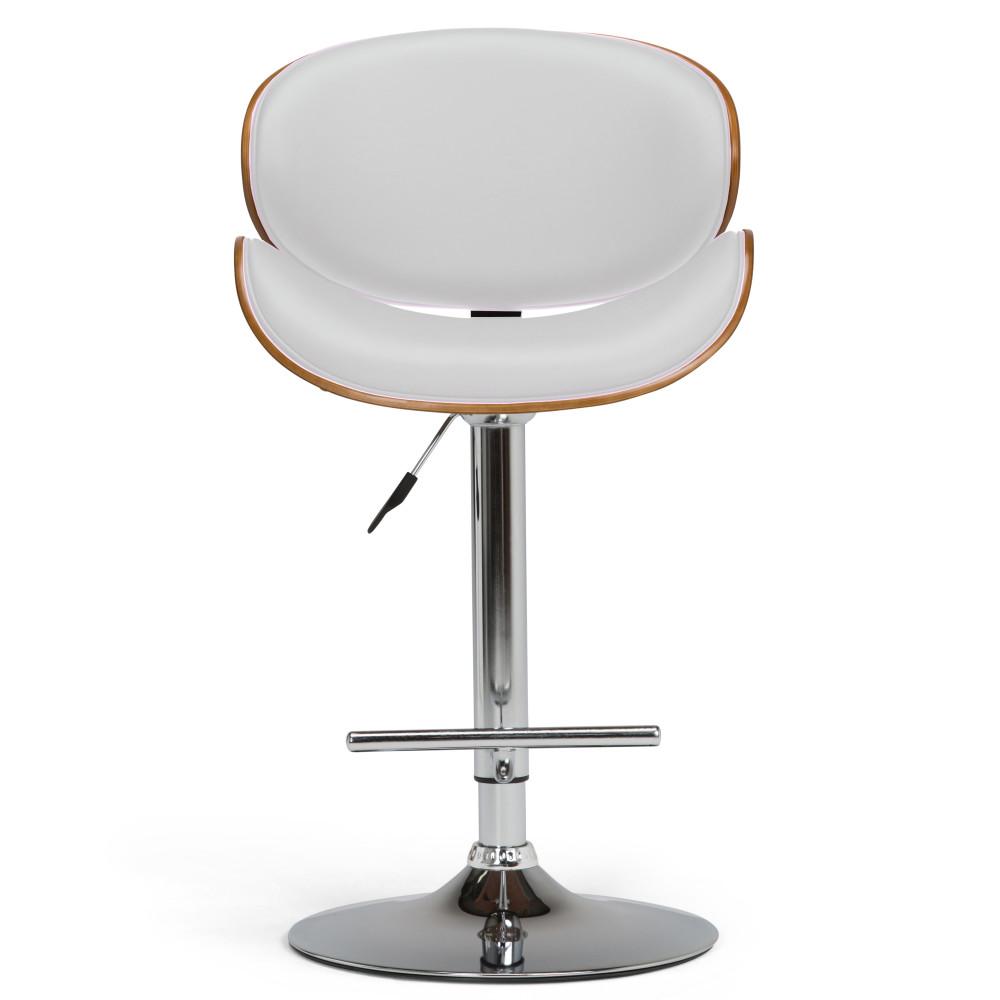 White Vegan Leather Walnut | Marana Bentwood Gas Lift Bar Stool