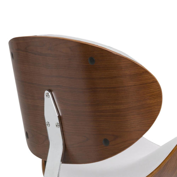 White Vegan Leather Walnut | Marana Bentwood Gas Lift Bar Stool