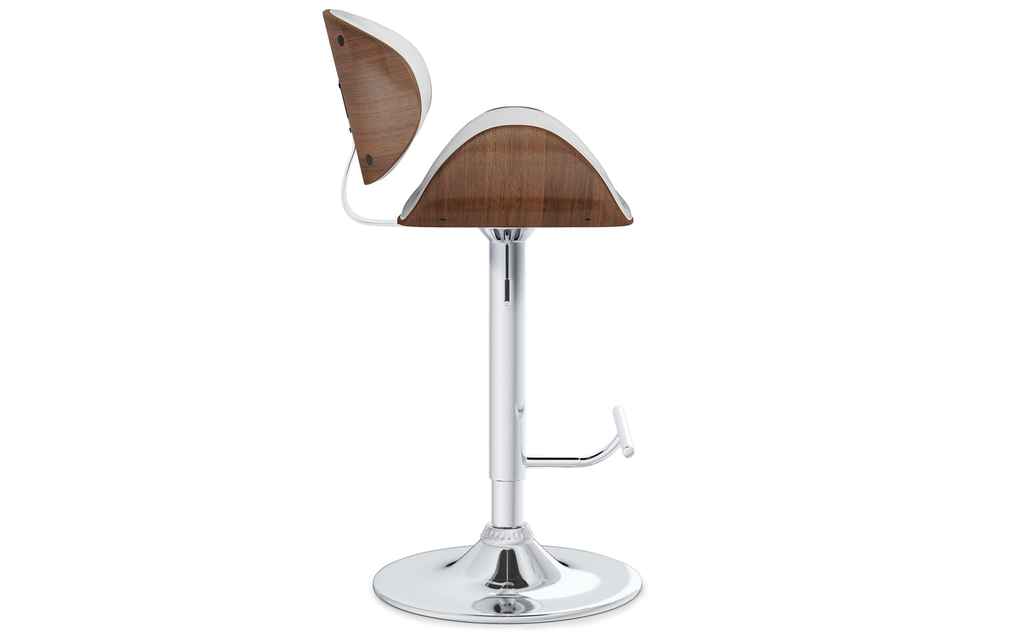 White Vegan Leather Walnut | Marana Bentwood Gas Lift Bar Stool