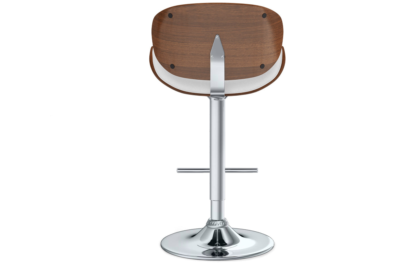 White Vegan Leather Walnut | Marana Bentwood Gas Lift Bar Stool