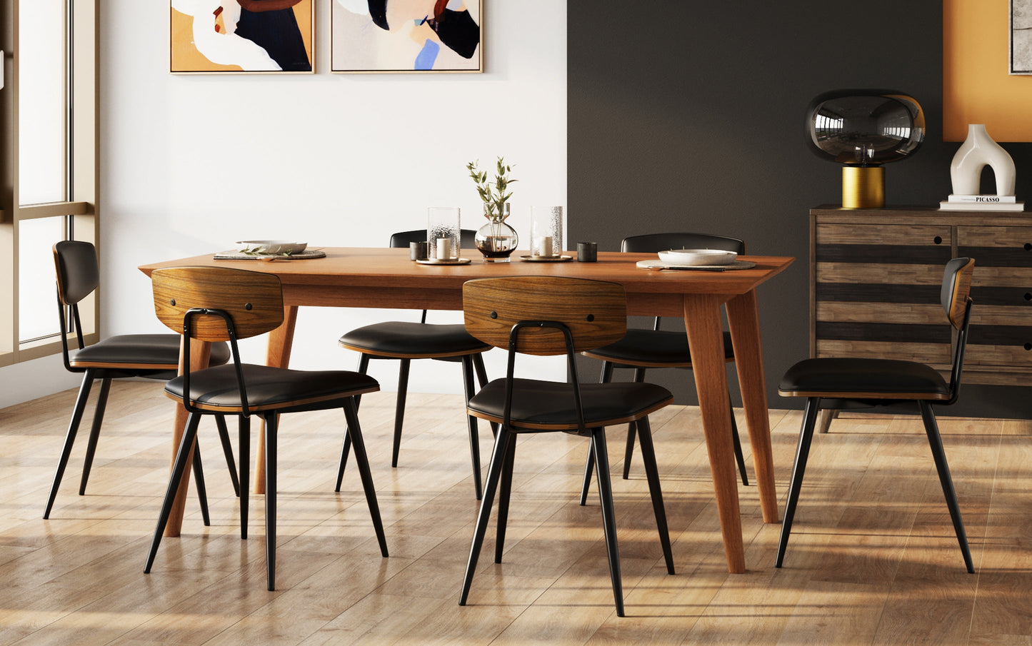 Black Vegan Leather | Mavis Dining Chair ( Set of 2 )