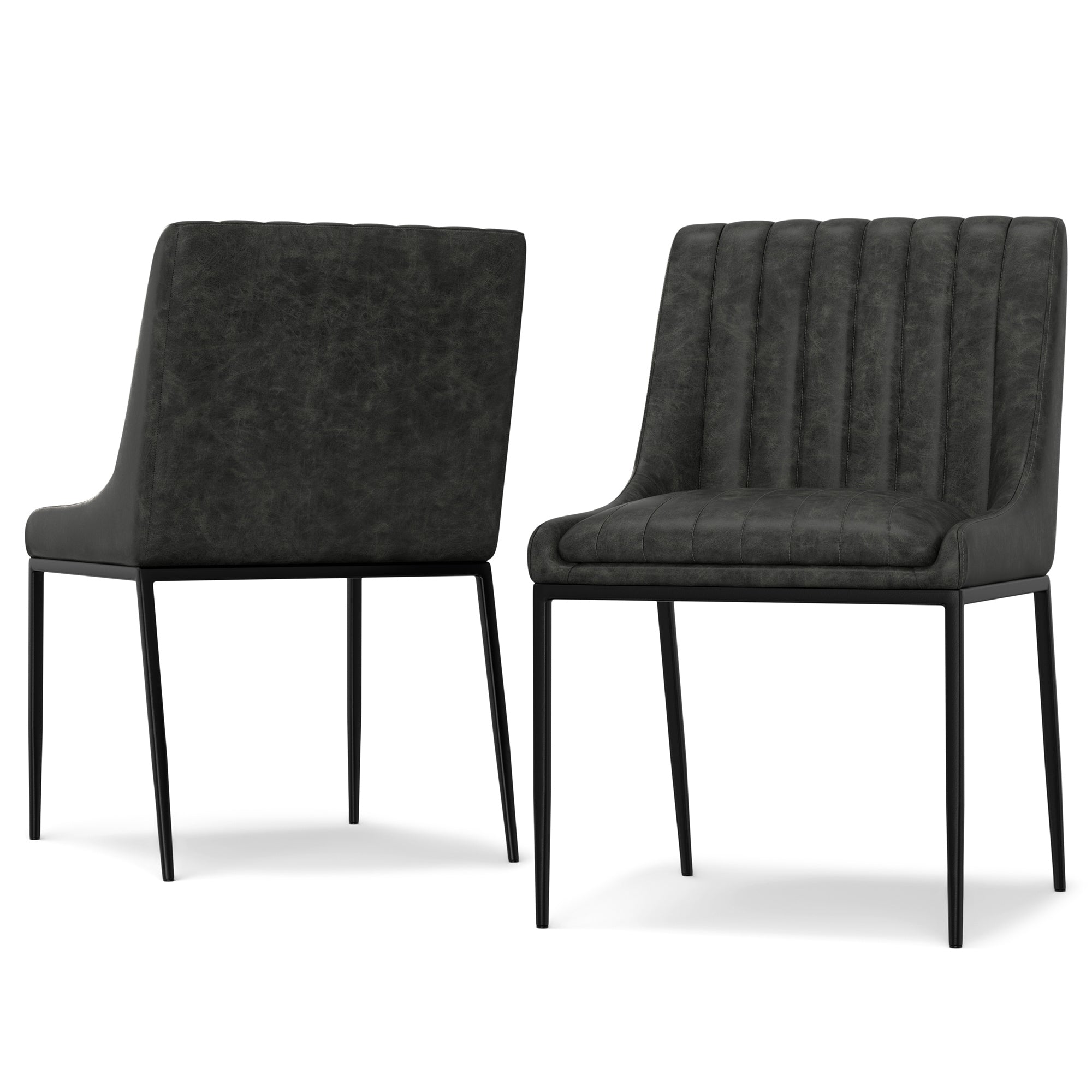 Distressed Slate Grey Distressed Vegan Leather | Melody Dining Chair ( Set of 2 )