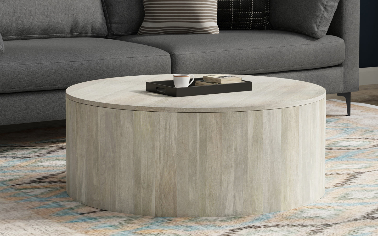 White Wash | Millbury Drum Coffee Table