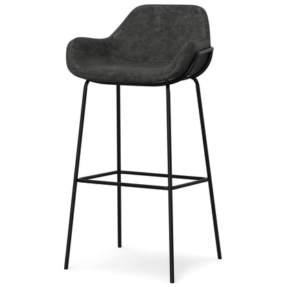 Distressed Slate Grey Distressed Vegan Leather | Mira Bar Stool