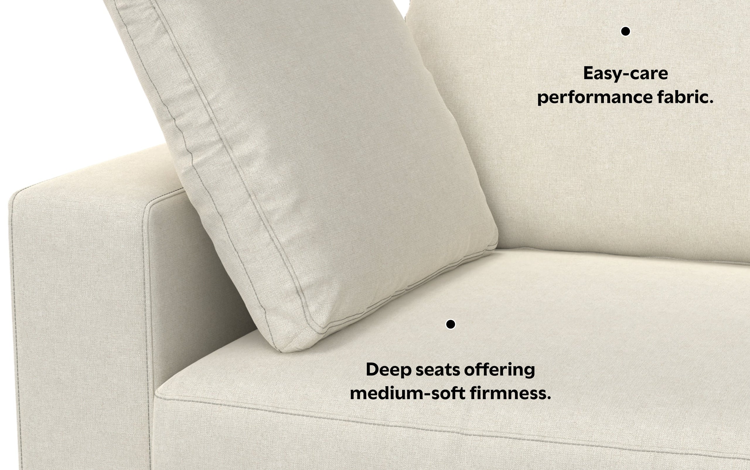 Cream Performance Fabric | Charlie 78 inch Deep Seater Sofa