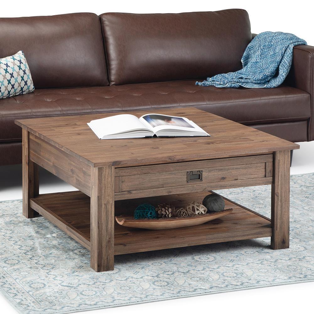 Rustic Natural Aged Brown | Monroe Square Coffee Table