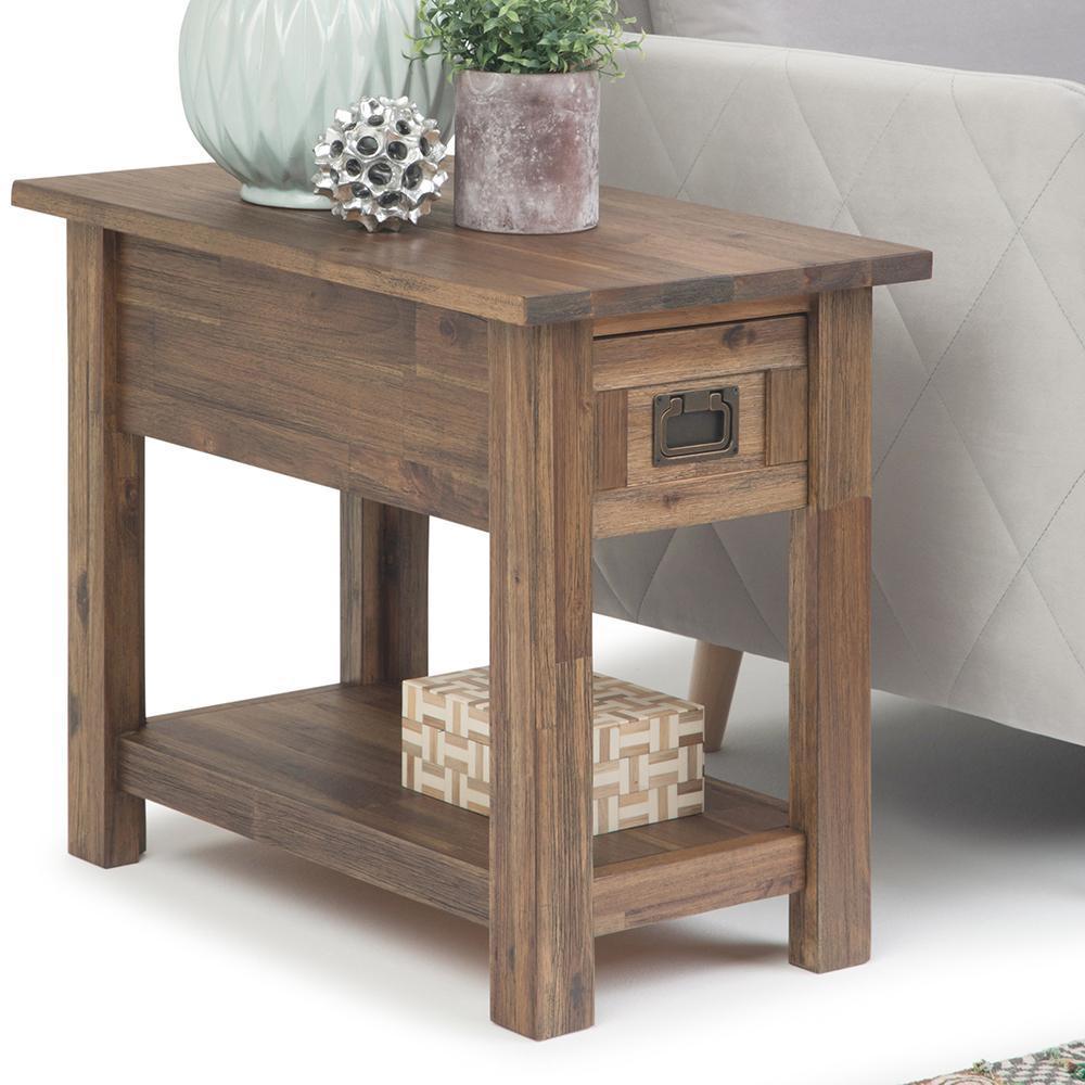 Rustic Natural Aged Brown | Monroe Narrow Side Table