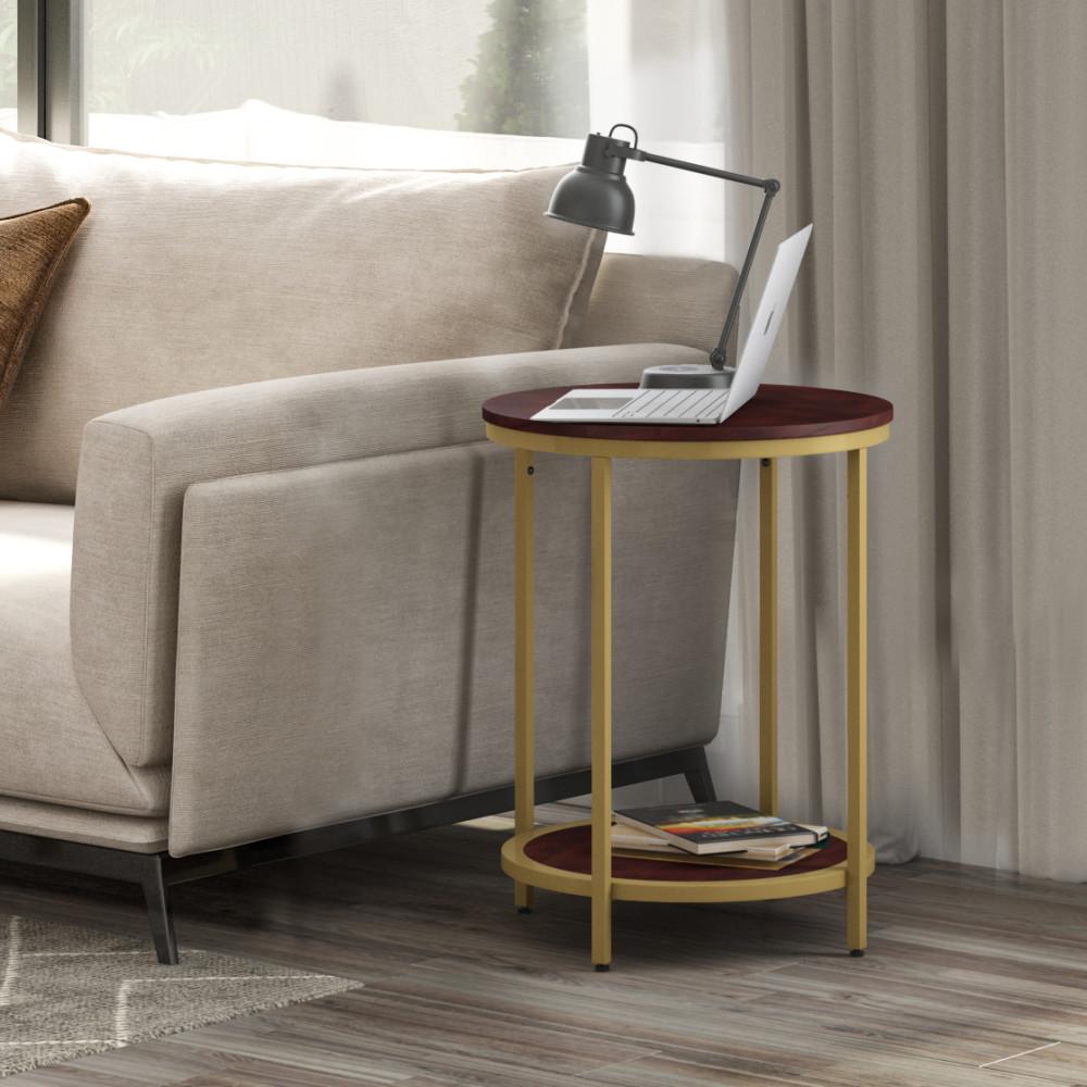 Dark Brown Gold | Jenna Round Side Table