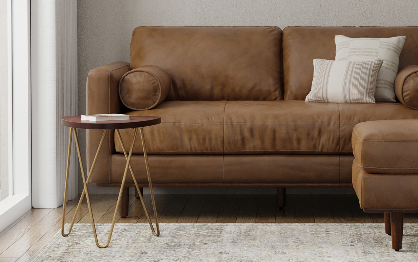 Dark Brown | Patrice Metal/Wood Accent Table in Natural and Gold