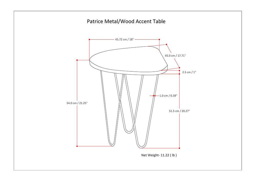 Natural and Gold | Patrice Metal/Wood Accent Table in Natural and Gold