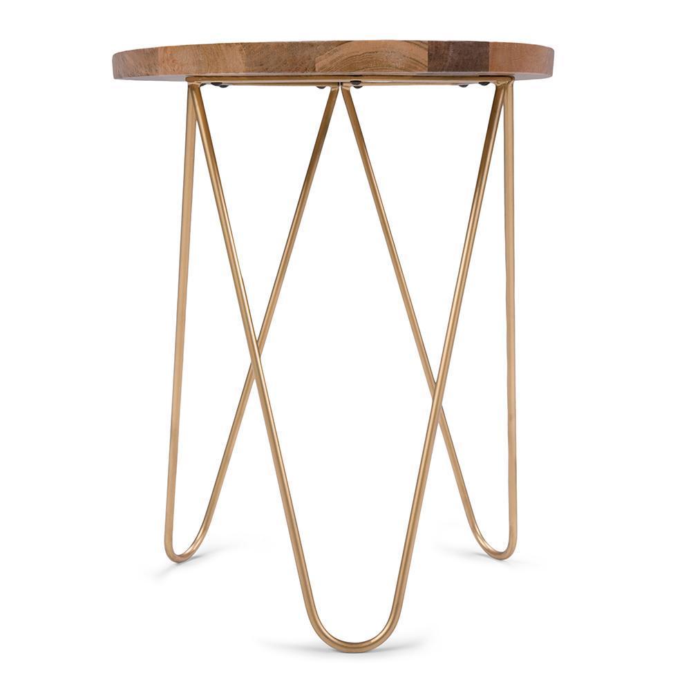 Natural and Gold | Patrice Metal/Wood Accent Table in Natural and Gold