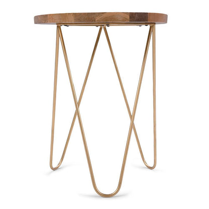 Natural and Gold | Patrice Metal/Wood Accent Table in Natural and Gold