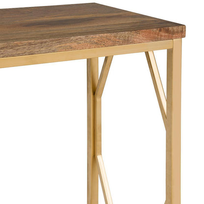 Natural and Gold | Selma Metal/Wood Accent Table in Natural and Gold