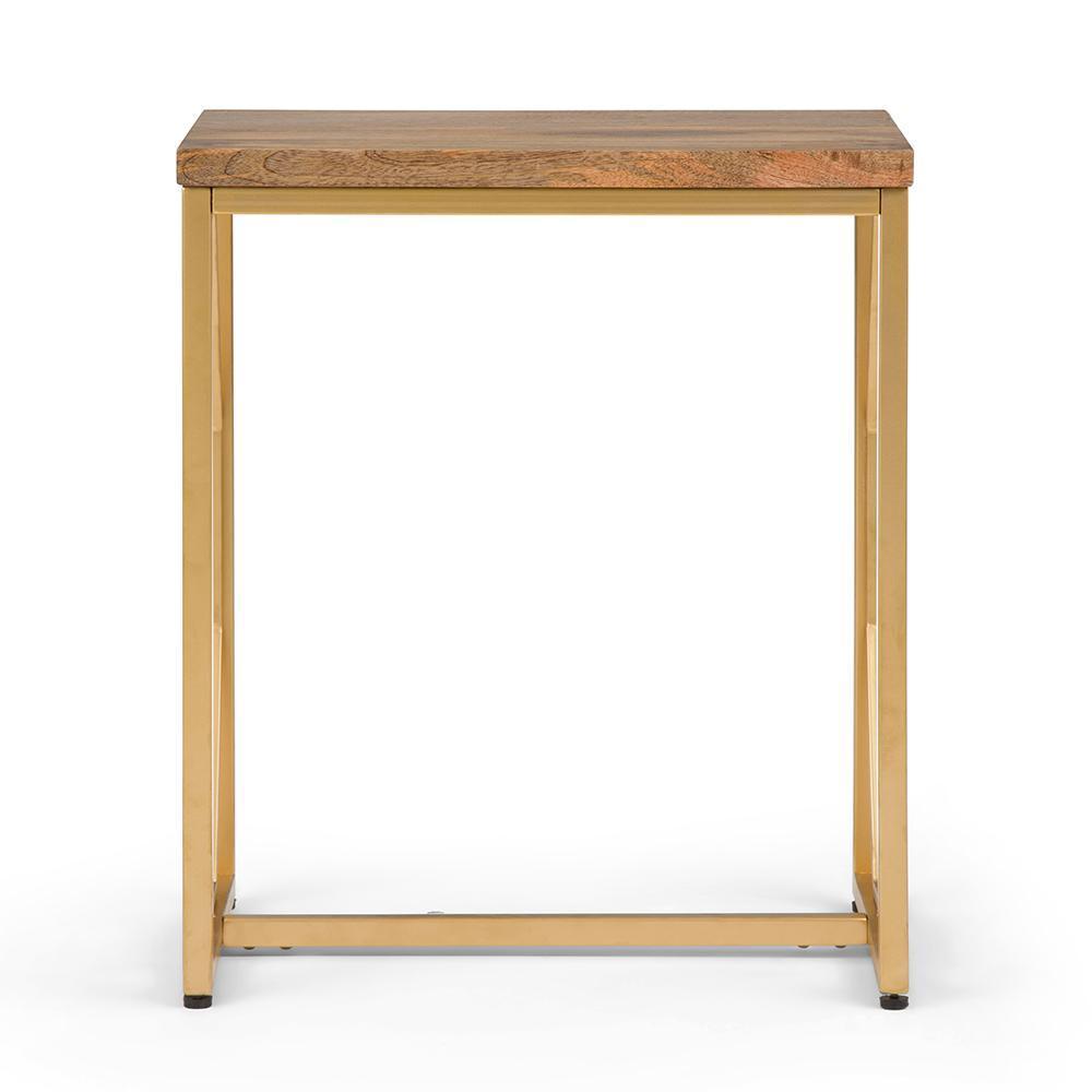 Natural and Gold | Selma Metal/Wood Accent Table in Natural and Gold