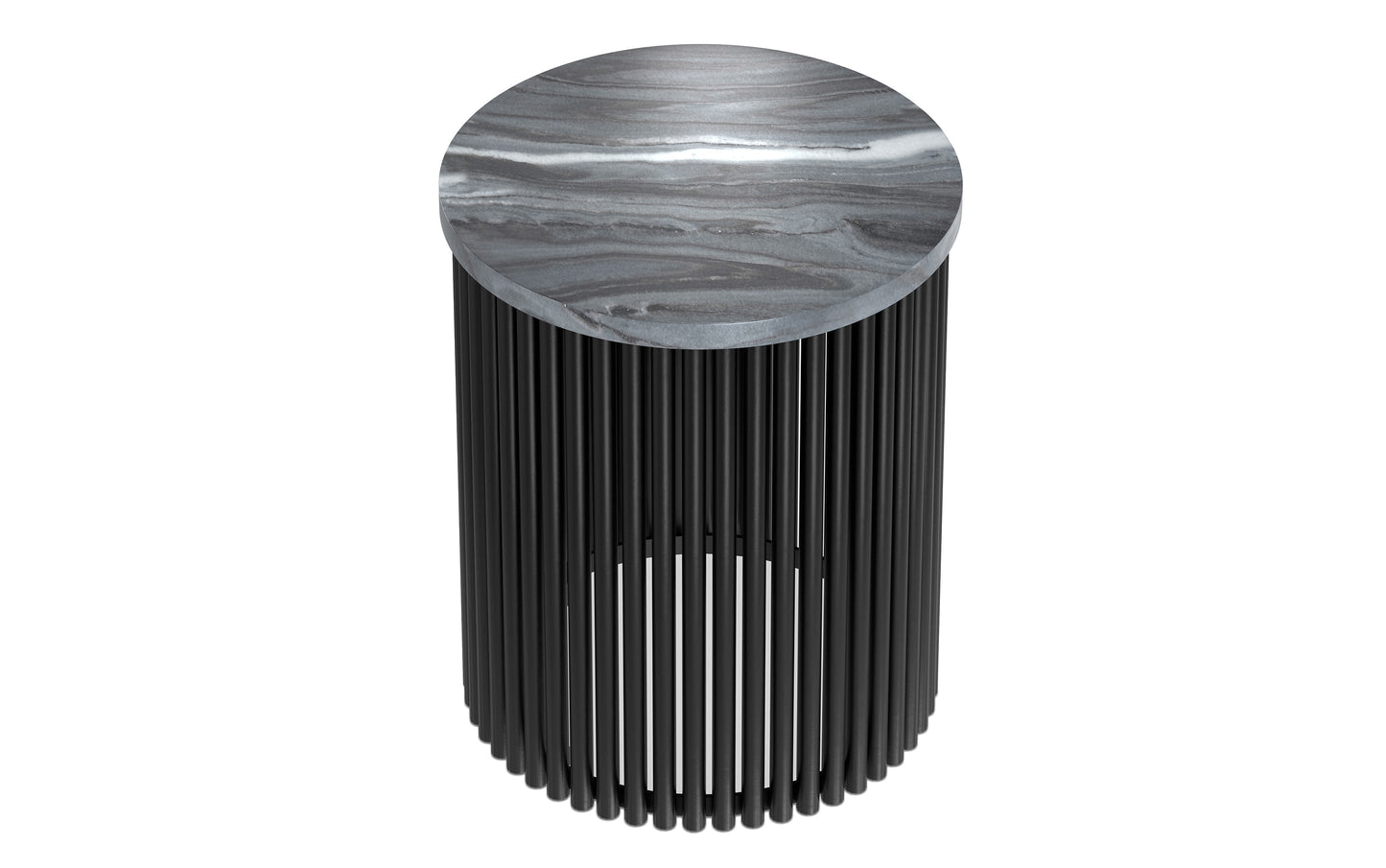 Black Marble and Black Marble | Demy Metal and Wood Accent Table