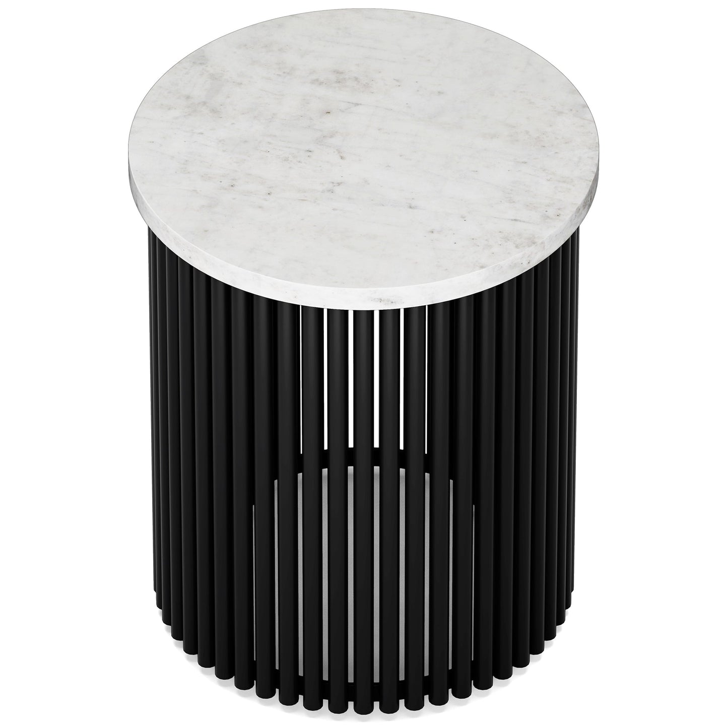 White Marble and Black Marble | Demy Metal and Wood Accent Table