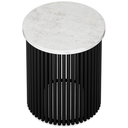 White Marble and Black Marble | Demy Metal and Wood Accent Table