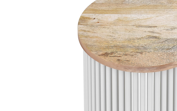 Natural and White Wood | Demy Metal and Wood Accent Table