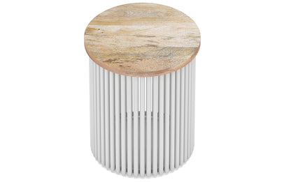 Natural and White Wood | Demy Metal and Wood Accent Table