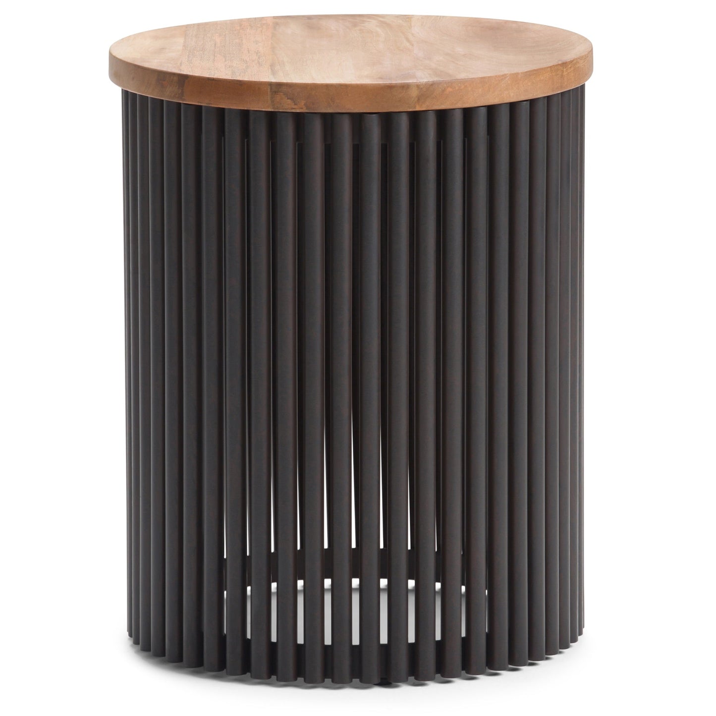 Natural and Black Wood | Demy Metal and Wood Accent Table