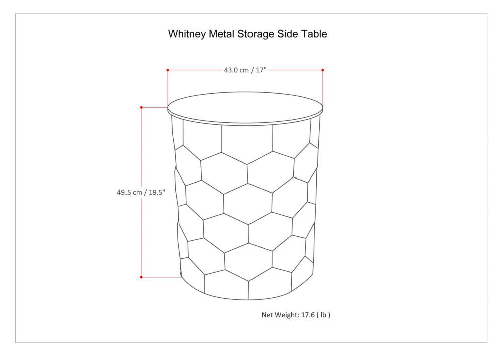 Antique Silver | Whitney 17 inch Metal Storage Side Table