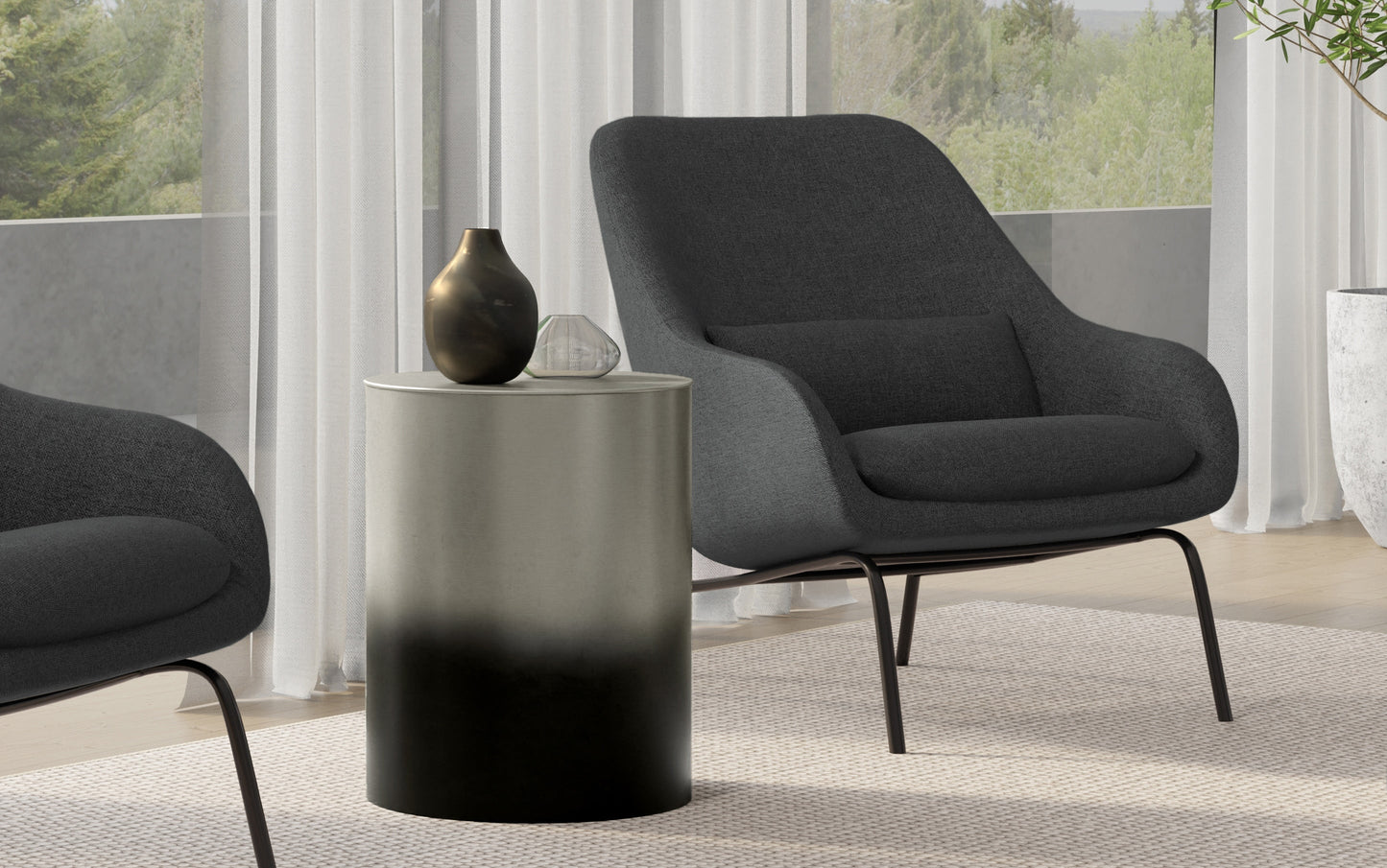 Ombre Black and Silver | Curtis Metal Cylinder Accent Table