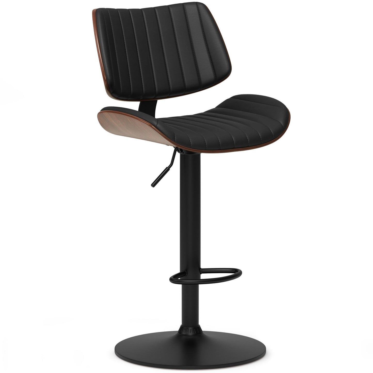 Black Vegan Leather | Novak Adjustable Swivel Bar Stool in Vegan Leather