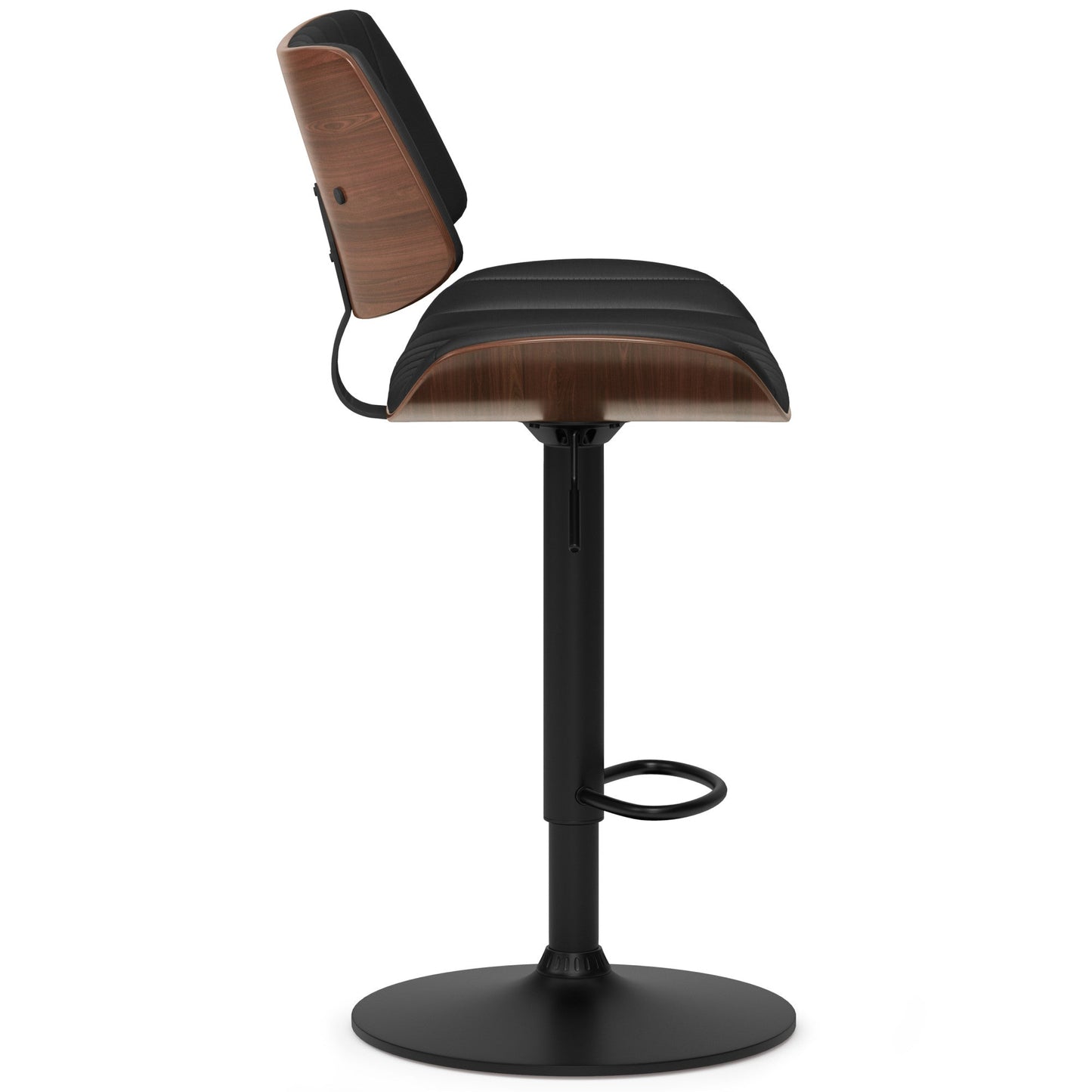 Black Vegan Leather | Novak Adjustable Swivel Bar Stool in Vegan Leather