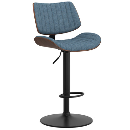 Denim Blue Linen Style Fabric | Novak Adjustable Swivel Bar Stool in Linen