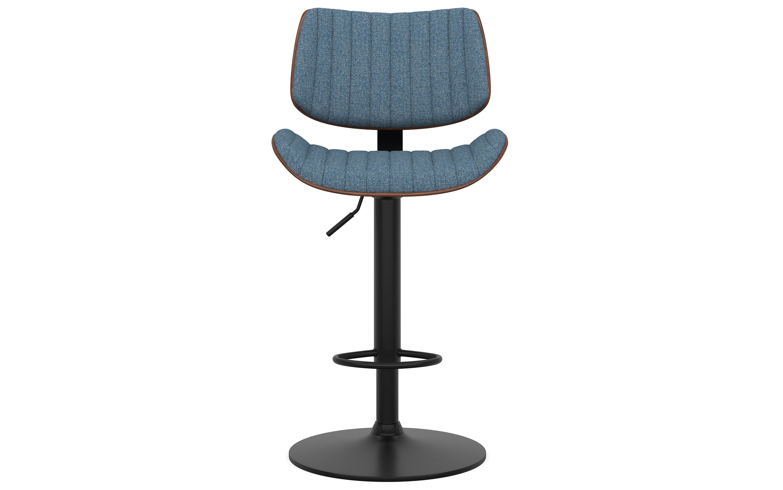 Denim Blue Linen Style Fabric | Novak Adjustable Swivel Bar Stool in Linen