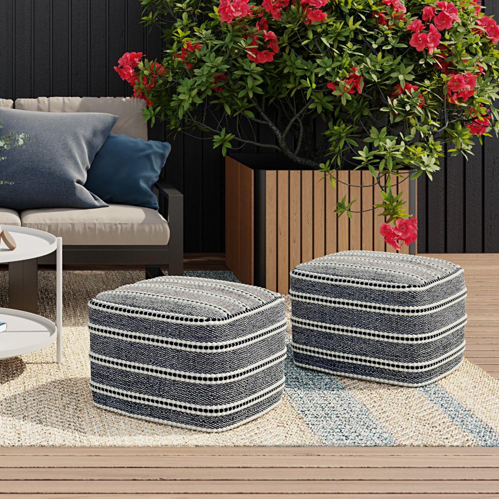 Corrie Square Woven Outdoor/ Indoor Pouf