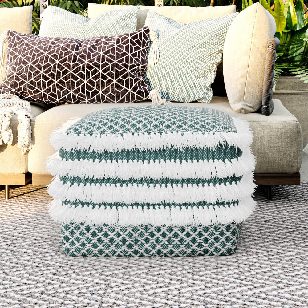 Leah Square Woven Outdoor/ Indoor Pouf