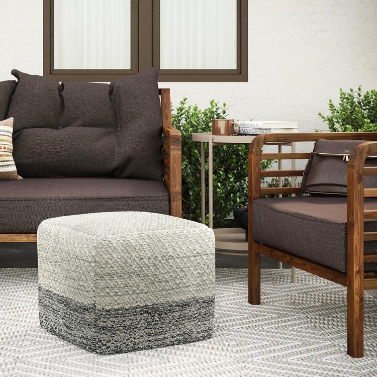 Macie Square Woven Outdoor/ Indoor Pouf