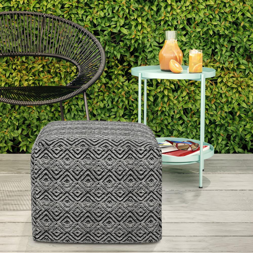 Hendrik Square Woven Outdoor/ Indoor Pouf