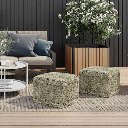 Janelle Square Woven Outdoor/ Indoor Pouf