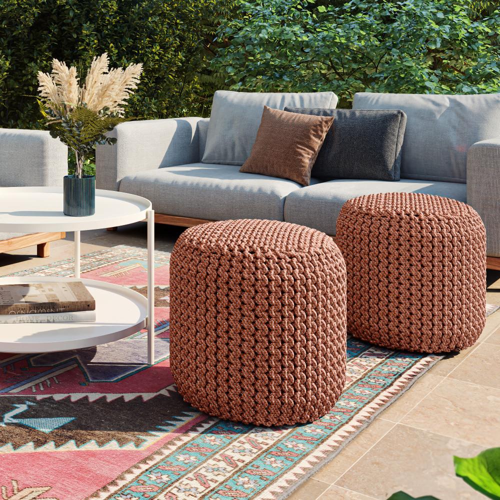 Wynne Round Knitted Outdoor/ Indoor Pouf