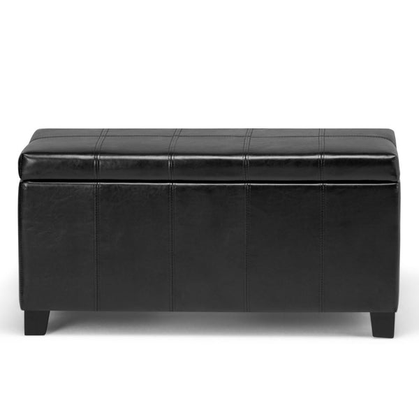 Midnight Black Vegan Leather | Dover Vegan Leather Storage Ottoman