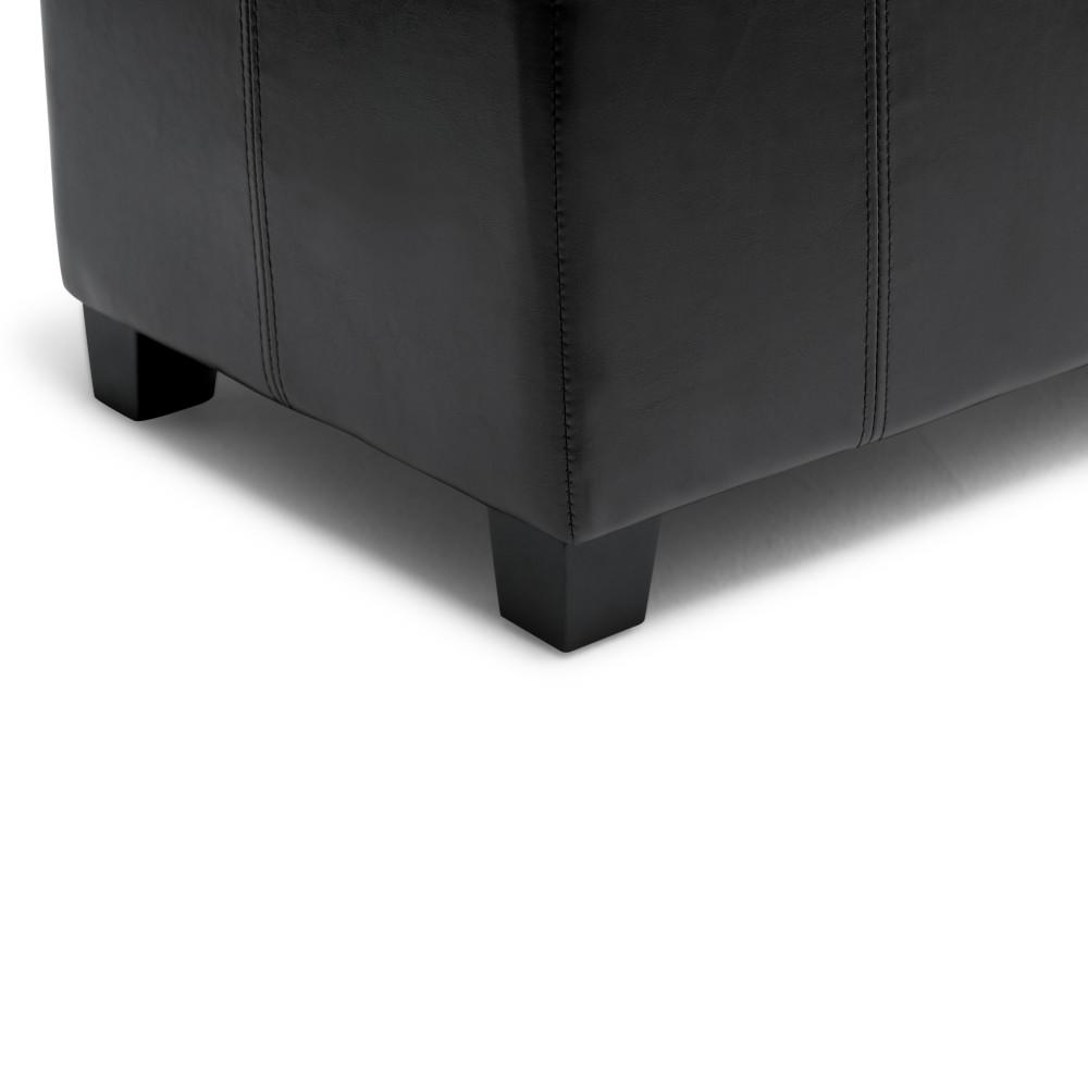 Midnight Black Vegan Leather | Dover Vegan Leather Storage Ottoman