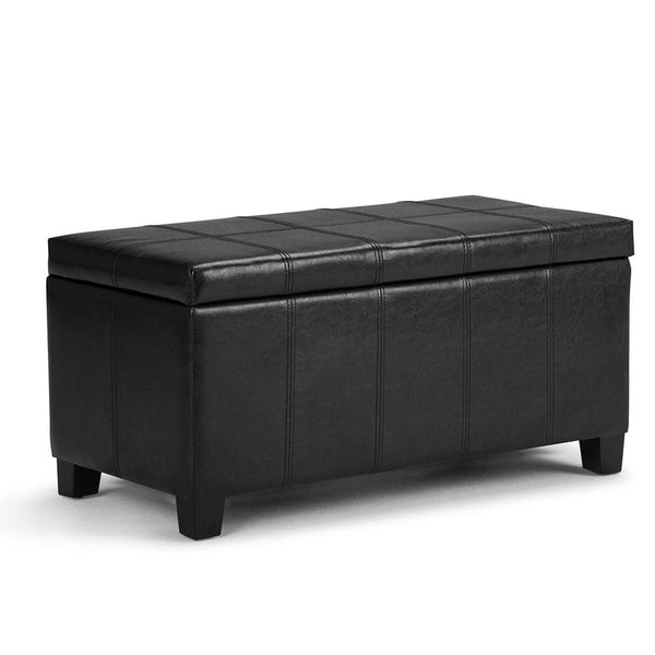 Midnight Black Vegan Leather | Dover Vegan Leather Storage Ottoman