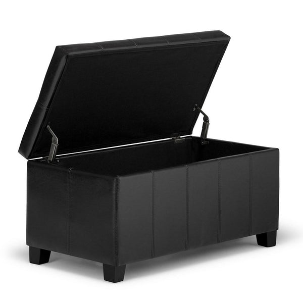 Midnight Black Vegan Leather | Dover Vegan Leather Storage Ottoman