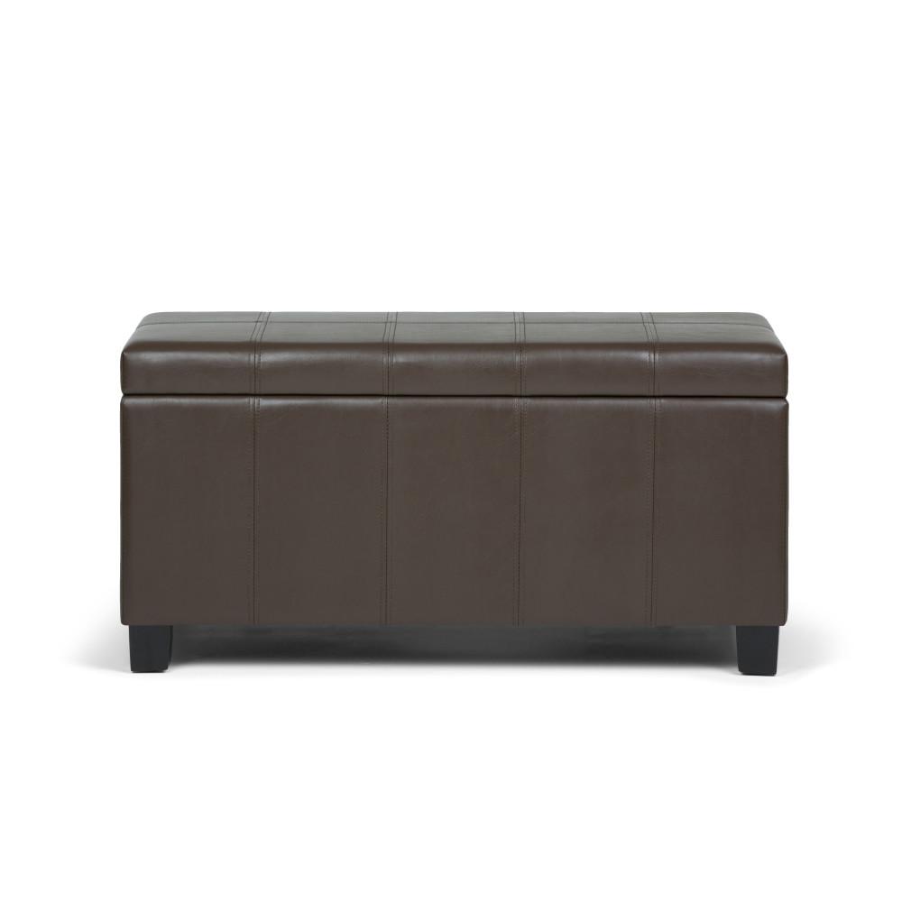 Chocolate Brown Vegan Leather | Dover Vegan Leather Storage Ottoman