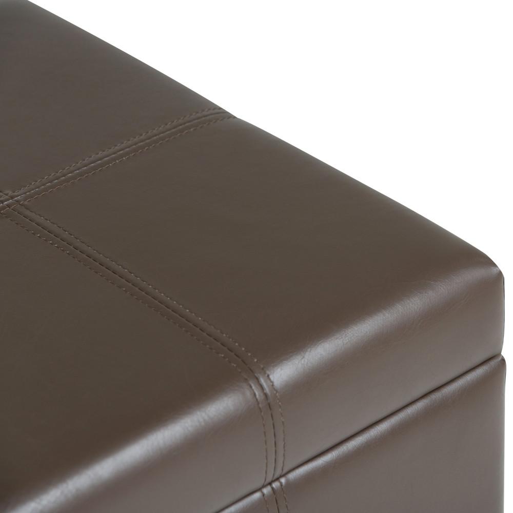 Chocolate Brown Vegan Leather | Dover Vegan Leather Storage Ottoman