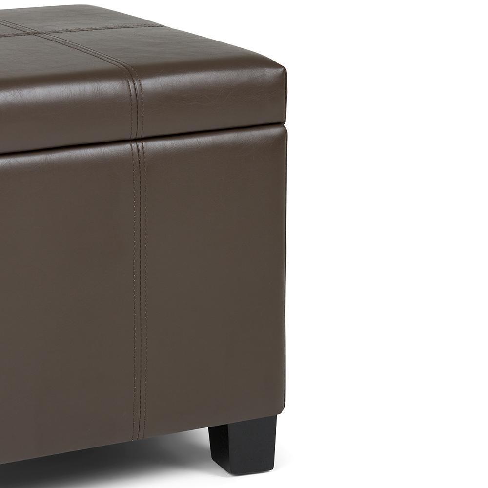 Chocolate Brown Vegan Leather | Dover Vegan Leather Storage Ottoman