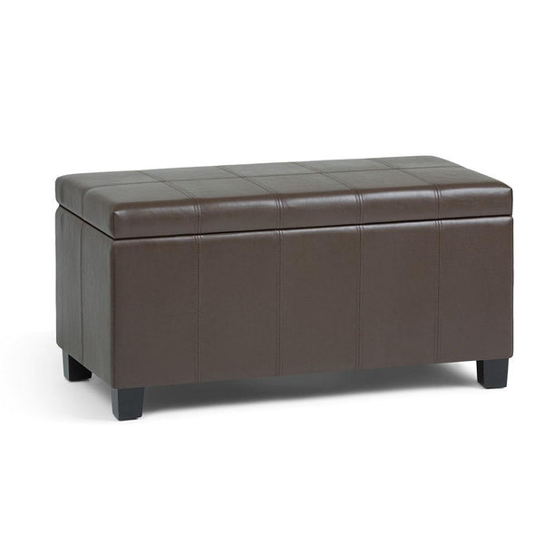 Chocolate Brown Vegan Leather | Dover Vegan Leather Storage Ottoman