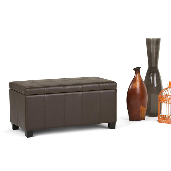 Chocolate Brown Vegan Leather | Dover Vegan Leather Storage Ottoman