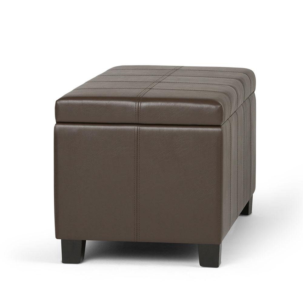 Chocolate Brown Vegan Leather | Dover Vegan Leather Storage Ottoman