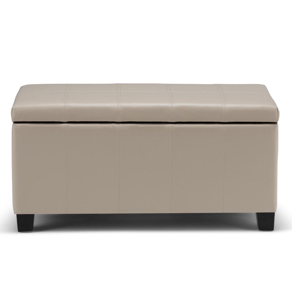 Satin Cream Vegan Leather | Dover Vegan Leather Storage Ottoman