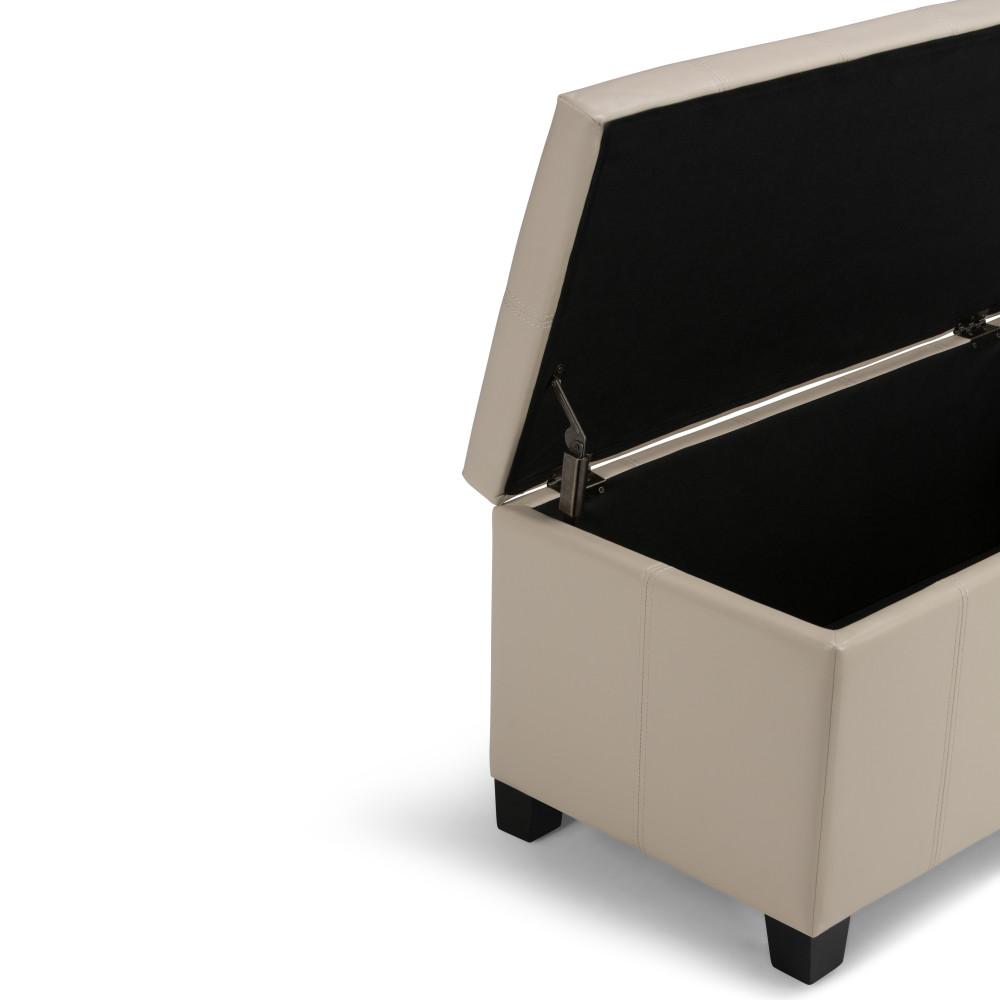 Satin Cream Vegan Leather | Dover Vegan Leather Storage Ottoman