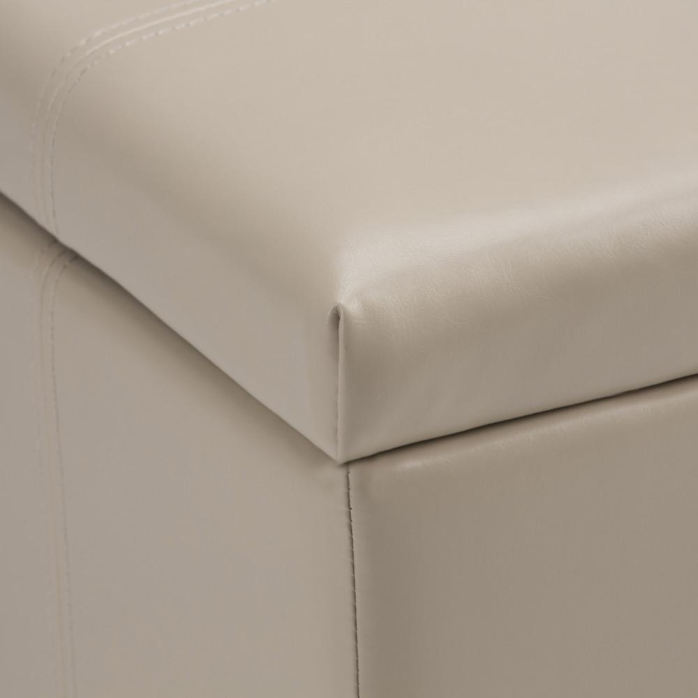 Satin Cream Vegan Leather | Dover Vegan Leather Storage Ottoman